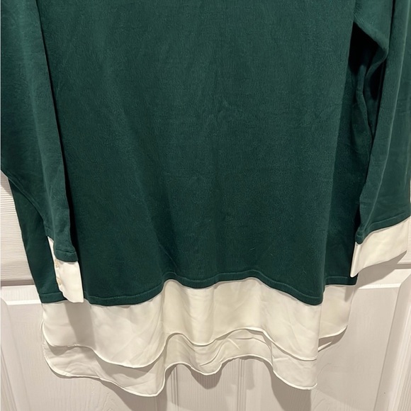 Susan Graver QVC green rayon nylon sweater with feather weave combo 1X - Picture 4 of 7